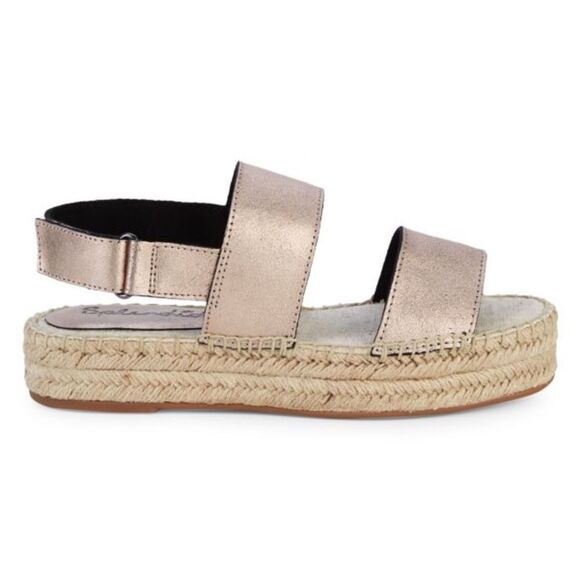 Splendid Aubrey Metallic Leather Espadrille Flatform Slingback Sandals size 8 - Picture 2 of 13